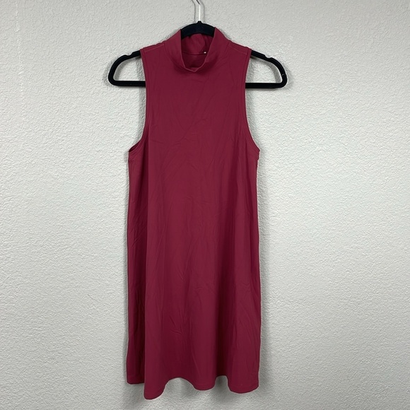 Lululemon All Aligned A line Dress Chianti Red Mock Neck Loose Trapeze - Picture 4 of 11